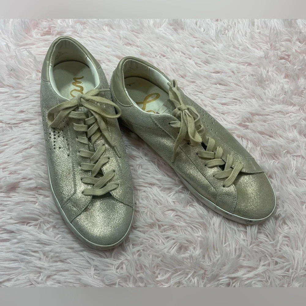 Sam Edelman Aubrie Gold Sparkly Sneakers Women’s Size 9
